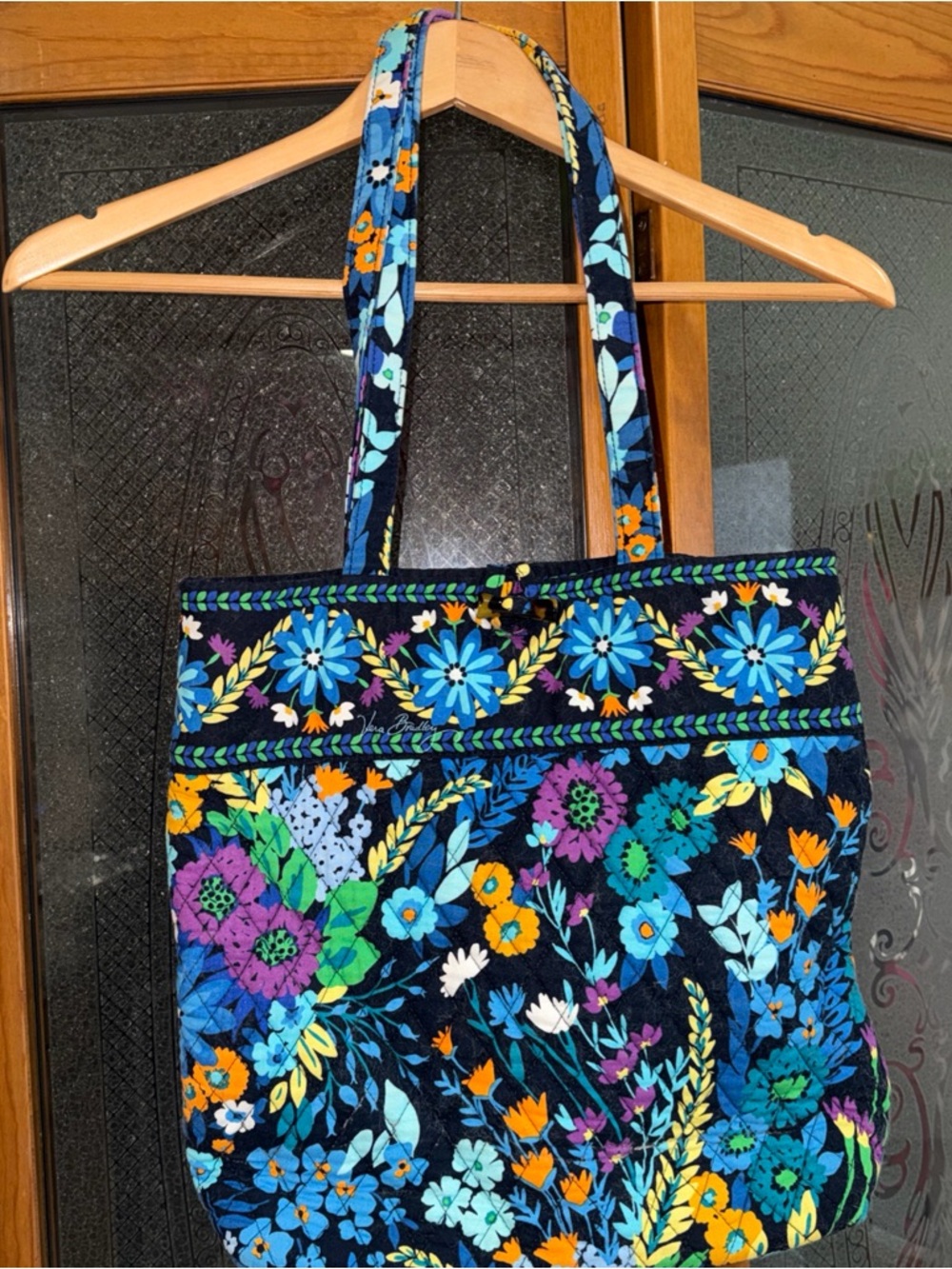 Vera Bradley Retired Navy Multi Floral Quilted Tote